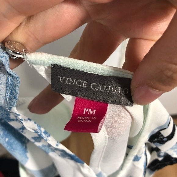 Vince Camuto Cosmic Blue Tunic High Low NWT PM Petite Medium Sleeveless Tank Top - Picture 5 of 8